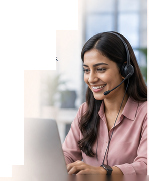 Inside sales professional with headset